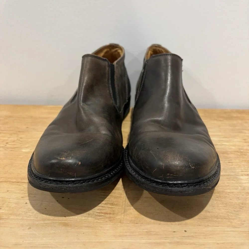 John Varvatos Brown Leather Low Chelsea Boots Pull On Men's Size 8.5 Made Italy